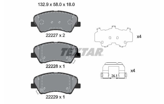 Brake Pad Set, disc brake Q+ 2222701 Textar