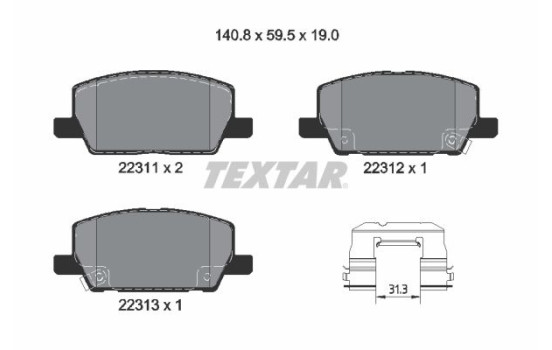 Brake Pad Set, disc brake Q+ 2231102 Textar