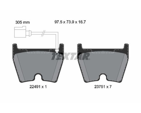 Brake Pad Set, disc brake Q+ 2249101 Textar