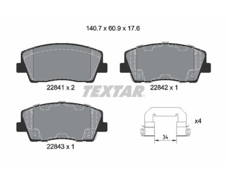 Brake Pad Set, disc brake Q+ 2284101 Textar