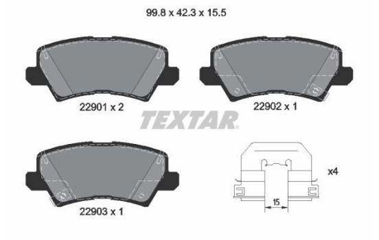 Brake Pad Set, disc brake Q+ 2290101 Textar