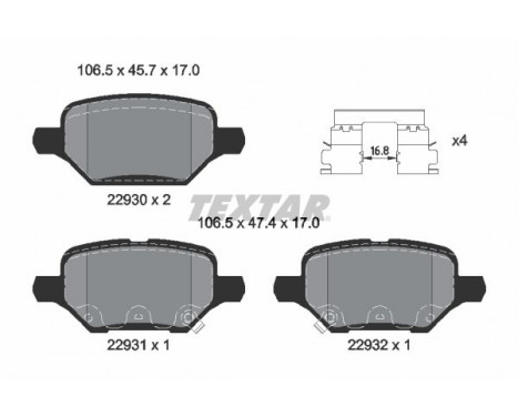 Brake Pad Set, disc brake Q+ 2293001 Textar