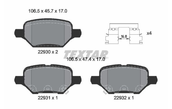Brake Pad Set, disc brake Q+ 2293001 Textar