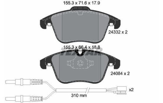 Brake Pad Set, disc brake Q+ 2433201 Textar