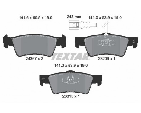 Brake Pad Set, disc brake Q+ 2436704 Textar