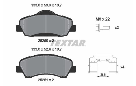 Brake Pad Set, disc brake Q+ 2525004 Textar