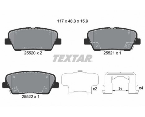 Brake Pad Set, disc brake Q+ 2552003 Textar