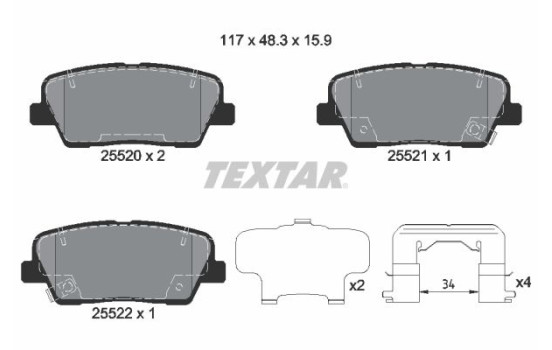 Brake Pad Set, disc brake Q+ 2552003 Textar