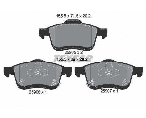 Brake Pad Set, disc brake Q+ 2590501 Textar