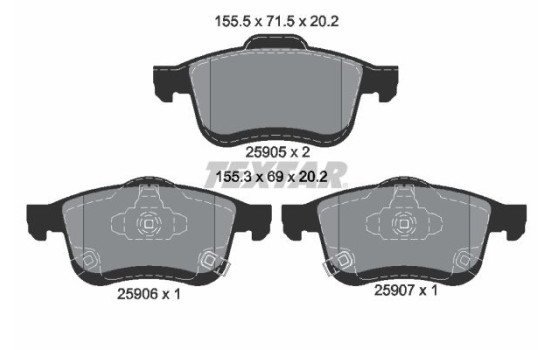 Brake Pad Set, disc brake Q+ 2590501 Textar