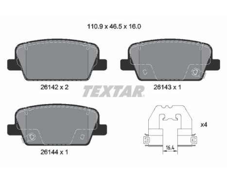 Brake Pad Set, disc brake Q+ 2614201 Textar
