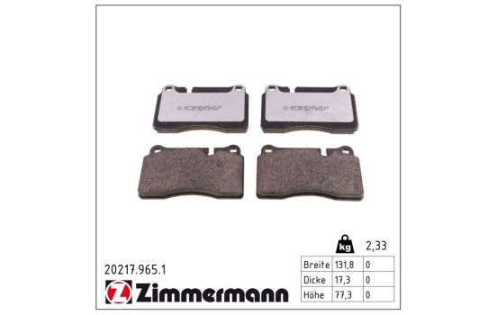 Brake Pad Set, disc brake rd:z 20217.965.1 Zimmermann, Image 2