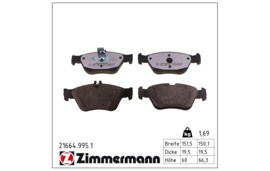 Brake Pad Set, disc brake rd:z 21664.995.1 Zimmermann, Image 2