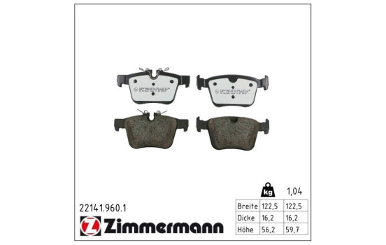 Brake pad set, disc brake rd:z 22141.960.1 Zimmermann