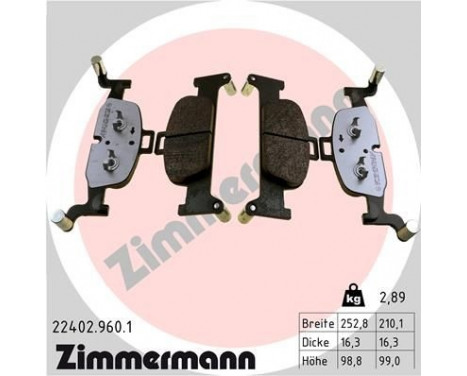 Brake Pad Set, disc brake rd:z 22402.960.1 Zimmermann