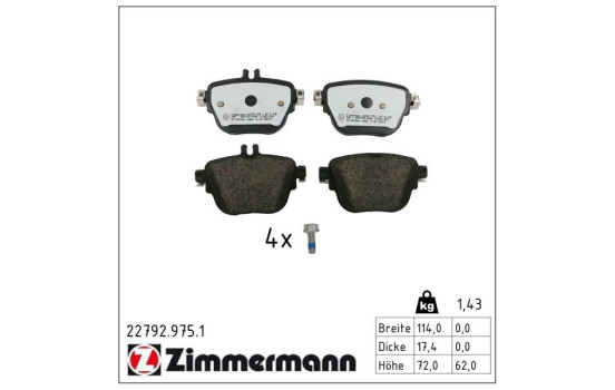 Brake pad set, disc brake rd:z 22792.975.1 Zimmermann