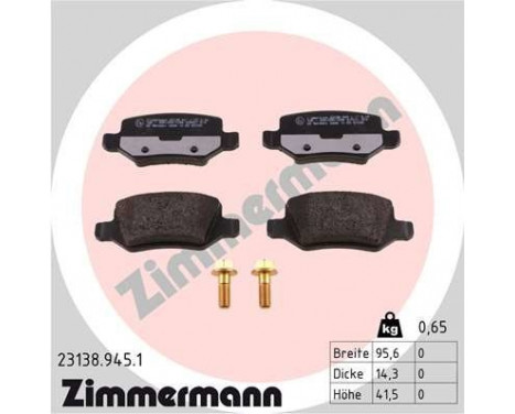 Brake Pad Set, disc brake rd:z 23138.945.1 Zimmermann