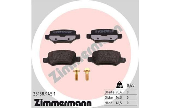 Brake Pad Set, disc brake rd:z 23138.945.1 Zimmermann