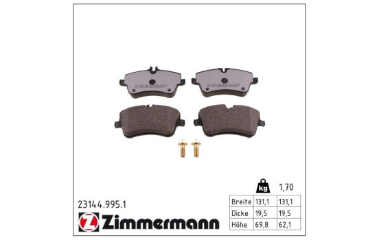 Brake Pad Set, disc brake rd:z 23144.995.1 Zimmermann, Image 2
