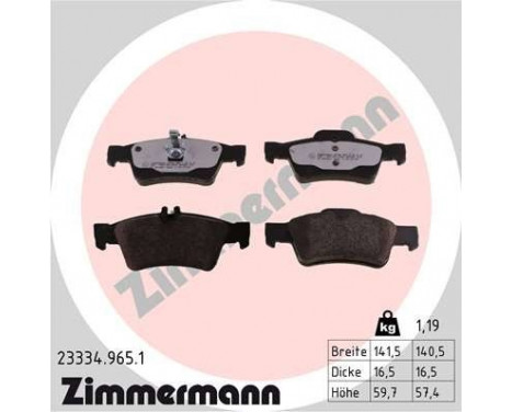 Brake Pad Set, disc brake rd:z 23334.965.1 Zimmermann