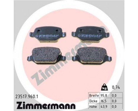 Brake Pad Set, disc brake rd:z 23517.960.1 Zimmermann