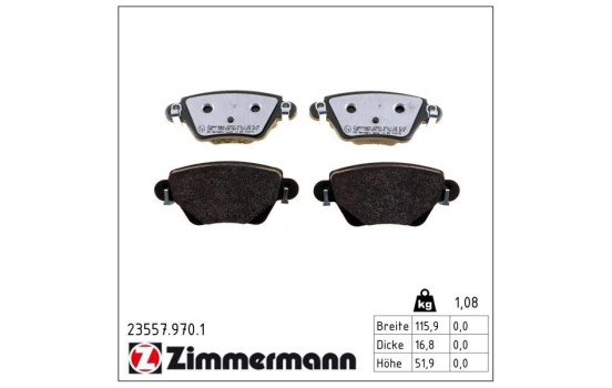Brake Pad Set, disc brake rd:z 23557.970.1 Zimmermann