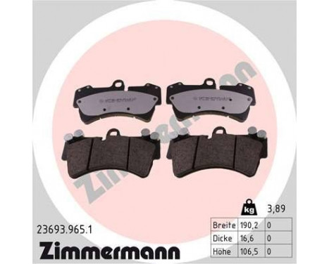 Brake Pad Set, disc brake rd:z 23693.965.1 Zimmermann