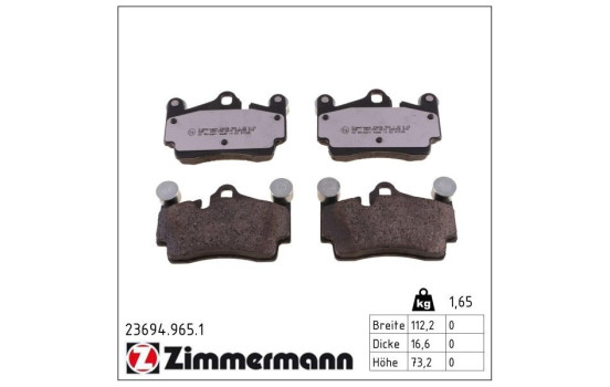 Brake Pad Set, disc brake rd:z 23694.965.1 Zimmermann, Image 2
