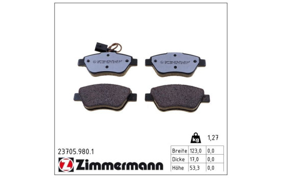 Brake Pad Set, disc brake rd:z 23705.980.1 Zimmermann