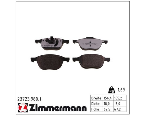 Brake Pad Set, disc brake rd:z 23723.980.1 Zimmermann, Image 2