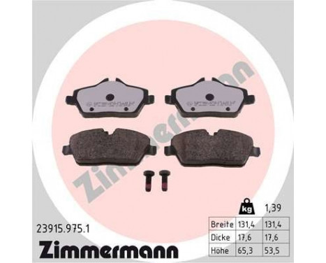 Brake Pad Set, disc brake rd:z 23915.975.1 Zimmermann