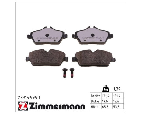 Brake Pad Set, disc brake rd:z 23915.975.1 Zimmermann, Image 2