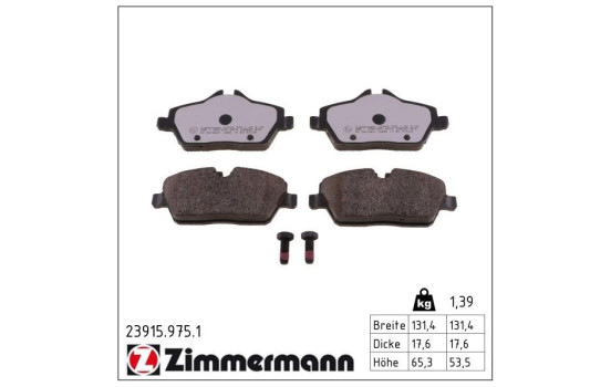 Brake Pad Set, disc brake rd:z 23915.975.1 Zimmermann, Image 2