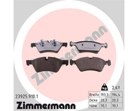 Brake Pad Set, disc brake rd:z 23925.910.1 Zimmermann