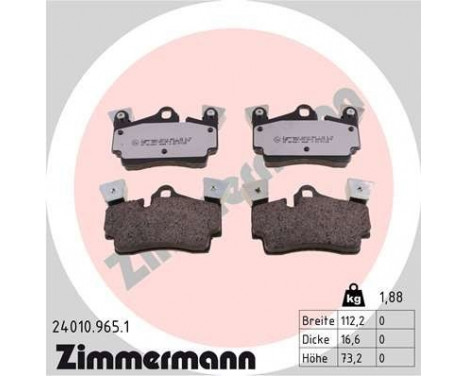 Brake Pad Set, disc brake rd:z 24010.965.1 Zimmermann