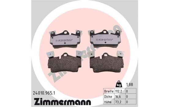 Brake Pad Set, disc brake rd:z 24010.965.1 Zimmermann