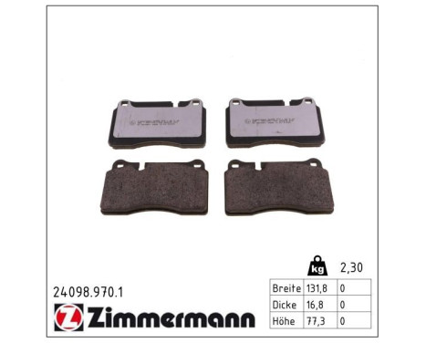 Brake Pad Set, disc brake rd:z 24098.970.1 Zimmermann, Image 2