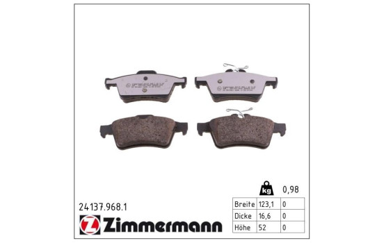 Brake Pad Set, disc brake rd:z 24137.968.1 Zimmermann, Image 3