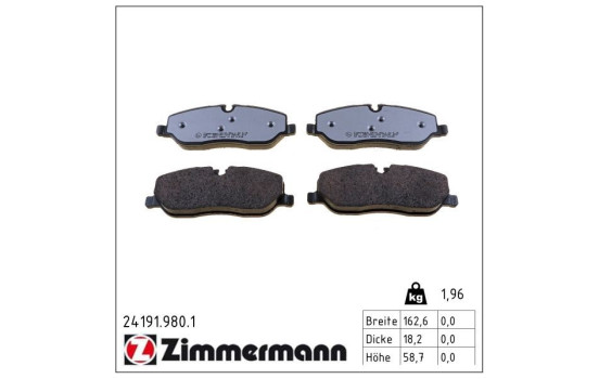 Brake Pad Set, disc brake rd:z 24191.980.1 Zimmermann