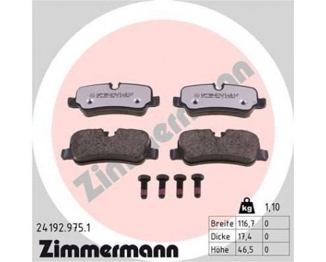 Brake Pad Set, disc brake rd:z 24192.975.1 Zimmermann