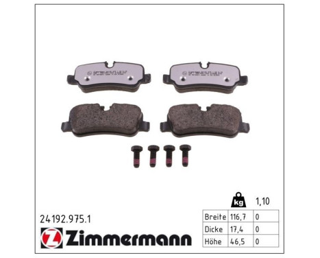 Brake Pad Set, disc brake rd:z 24192.975.1 Zimmermann, Image 2