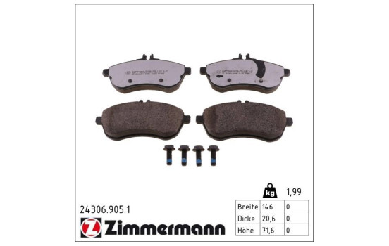 Brake Pad Set, disc brake rd:z 24306.905.1 Zimmermann, Image 2
