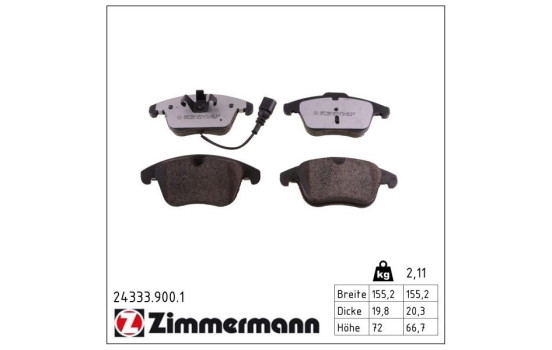 Brake Pad Set, disc brake rd:z 24333.900.1 Zimmermann, Image 2
