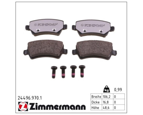 Brake Pad Set, disc brake rd:z 24496.970.1 Zimmermann, Image 2