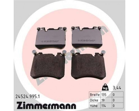 Brake Pad Set, disc brake rd:z 24524.995.1 Zimmermann