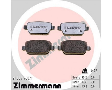 Brake Pad Set, disc brake rd:z 24537.960.1 Zimmermann