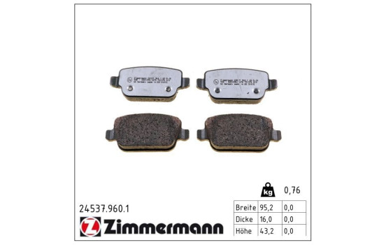Brake Pad Set, disc brake rd:z 24537.960.1 Zimmermann