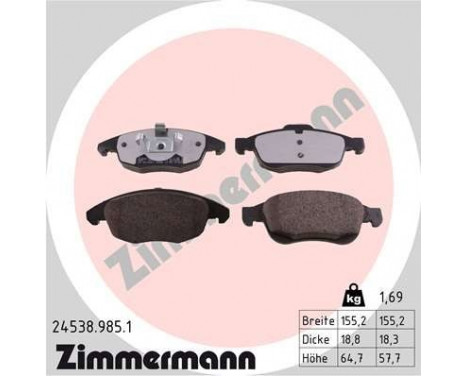 Brake Pad Set, disc brake rd:z 24538.985.1 Zimmermann
