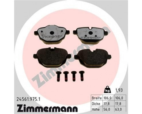 Brake Pad Set, disc brake rd:z 24561.975.1 Zimmermann, Image 2
