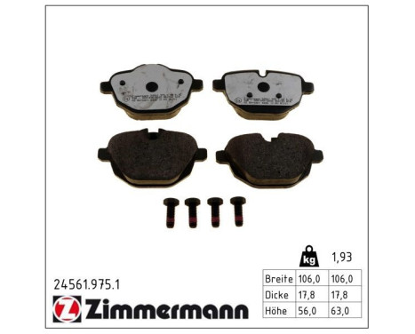 Brake Pad Set, disc brake rd:z 24561.975.1 Zimmermann, Image 2
